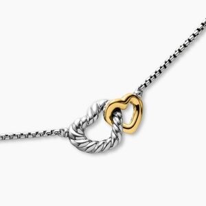 David Yurman Cable Collectables Silver and 18K Gold Heart Necklace